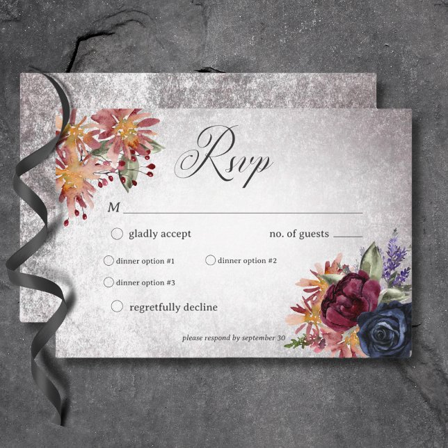 Rustic Gothic Colours Halloween Wedding Dinner RSVP Card (Rustic Gothic Colors Halloween Wedding Dinner RSVP Card)
