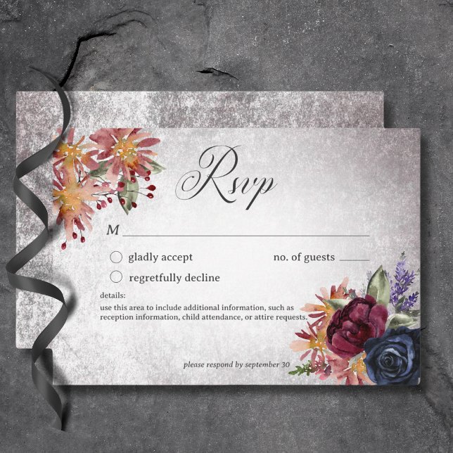 Rustic Gothic Colours Halloween Wedding No Dinner RSVP Card (Rustic Gothic Colors Halloween Wedding No Dinner RSVP Card)