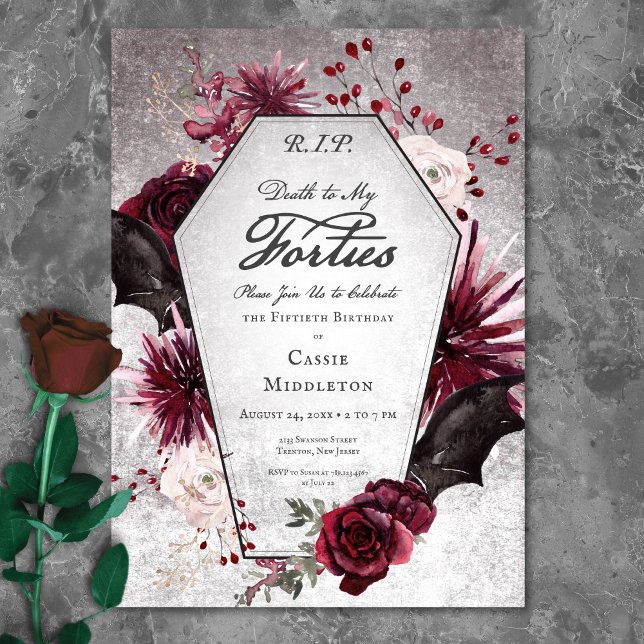 Rustic Gothic Death to My Forties 50th Birthday Invitation (Rustic Gothic Death to My Forties 50th Birthday Invitation)