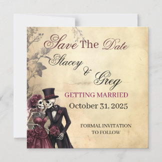 Rustic Gothic Skeleton Wedding Magnetic Invitation