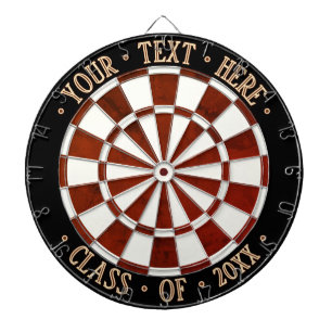 Rustic GRAD CLASS OF Brown White & Black Border Dartboard
