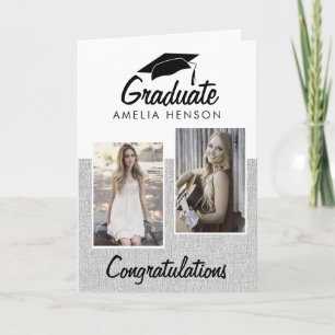 Rustic Graduate Congratulations 2 Photo Collage Card