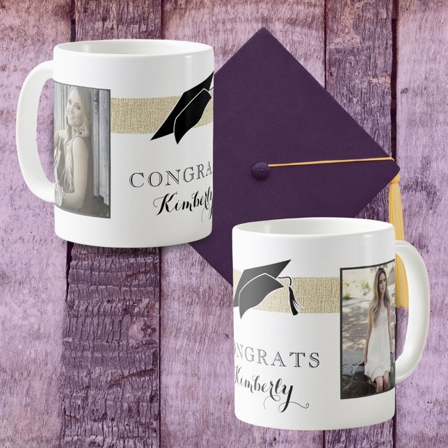 Rustic Graduate Congratulations Graduation 2 Photo Coffee Mug (Creator Uploaded)