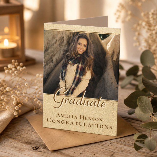 Rustic Graduate Congratulations Photo Graduation Card (Creator Uploaded)