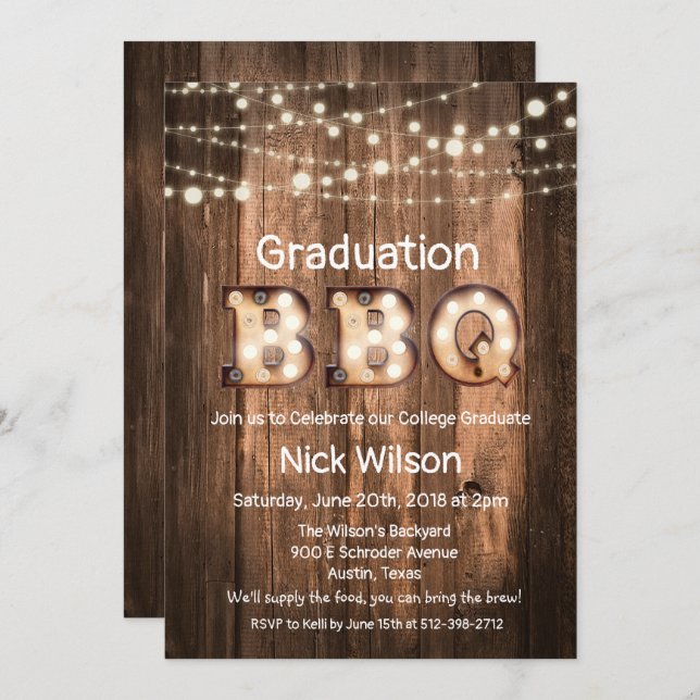 Rustic Graduation BBQ Invitation (Front/Back)