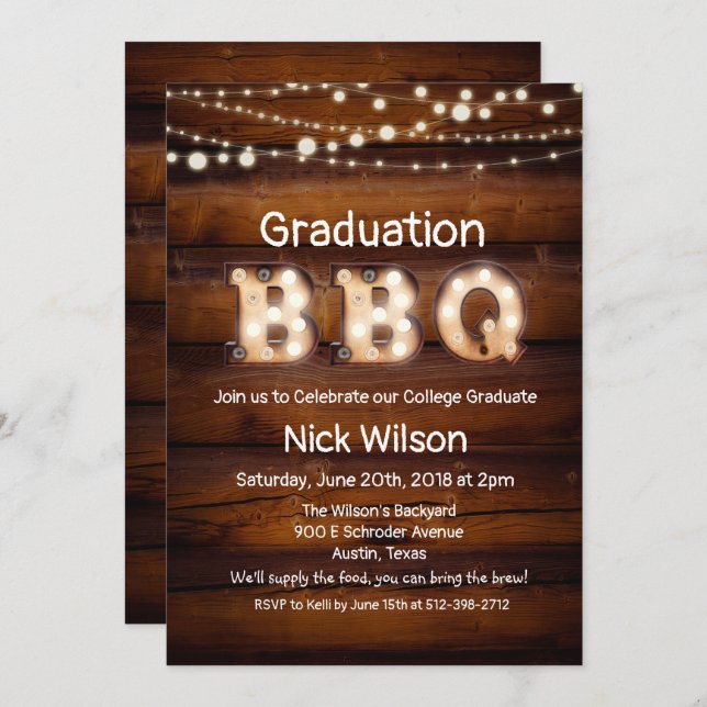 Rustic Graduation BBQ Invitation (Front/Back)