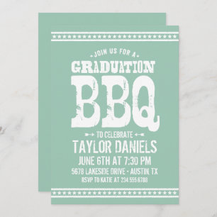 Rustic Graduation BBQ Invitation   Editable Colour