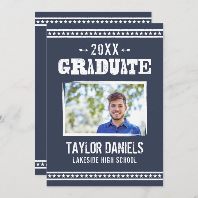 Rustic Graduation BBQ Invitation | Editable Colour (Front/Back)