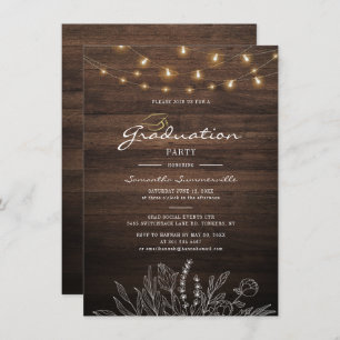 Rustic Graduation Party 2022 String Lights Invitation