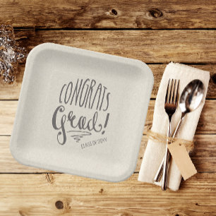 Rustic Graduation Party 9" Square Paper Plate