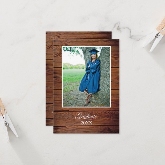 Rustic Graduation Party Invitation with photo (Front/Back In Situ)