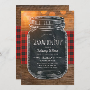 Rustic Graduation Party Unique Country Mason Jar Invitation