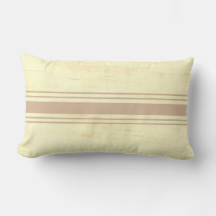 Rustic Grain Sack Cream Beige Stripes  Lumbar Cushion
