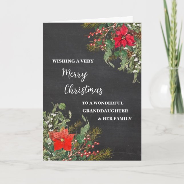 Rustic Granddaughter & Family Merry Christmas Card (Front)