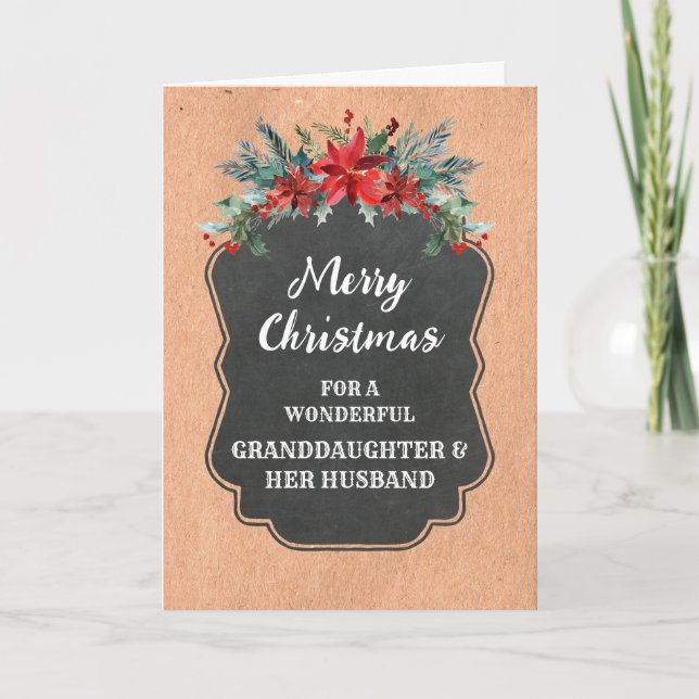 Rustic Granddaughter & Her Husband Merry Christmas Card (Front)