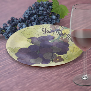 Rustic Grapes Personalised Paper Plate