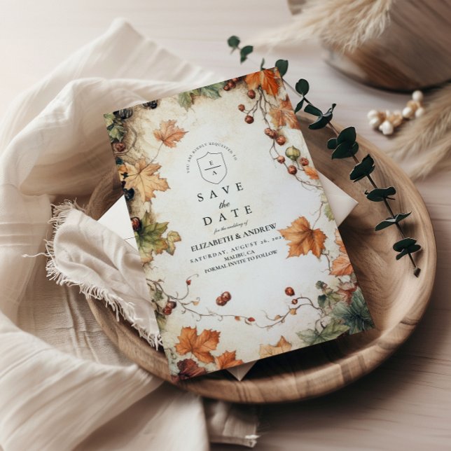 Rustic Grapevine Autumn Wedding Save The Date (Creator Uploaded)