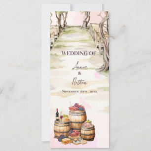Rustic Grapevine-Inspired Winery Wedding Program Invitation