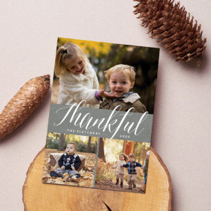 Rustic Gratitude Thanksgiving Photo Collage Card