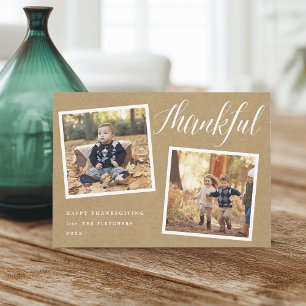 Rustic Gratitude   Thanksgiving Photo Collage Card