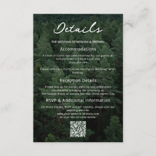 Rustic Green Aerial Forest Photo Wedding Details Enclosure Card