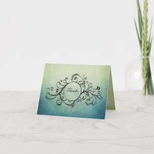 Rustic Green and Blue Bohemian Thank You Note Card