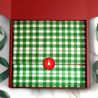 Rustic Green and White Plaid Traditional Chequered Tissue Paper