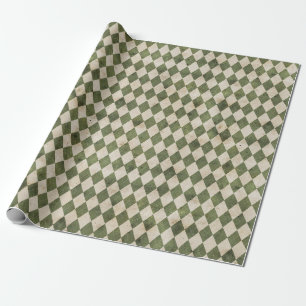 Rustic Green Argyle Pattern Wrapping Paper