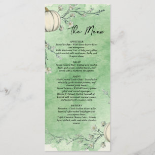 Rustic Green Autumn Pumpkin Wedding Menu