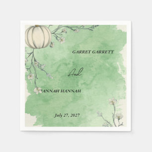 Rustic Green Autumn Pumpkin Wedding Napkins