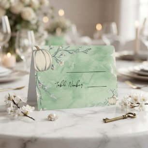 Rustic Green Autumn Pumpkin Wedding Place Cards