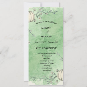 Rustic Green Autumn Pumpkin Wedding Program