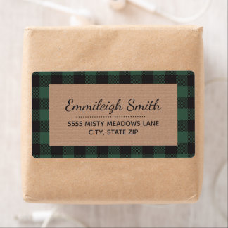 Rustic Green Black Christmas Buffalo Plaid Kraft