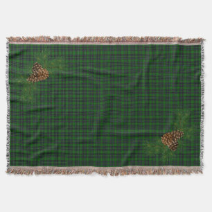 Rustic Green Black Plaid pattern pine-cone  Throw Blanket