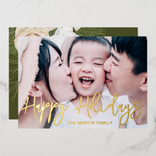 Rustic Green Botanical Full Photo Christmas