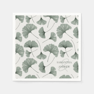 Rustic Green Botanical Pattern Monogram Napkin