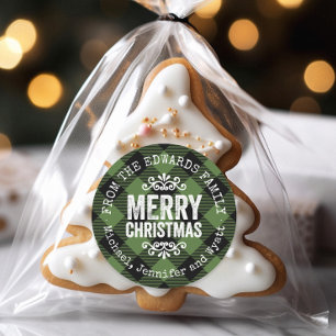 Rustic Green Buffalo Check Christmas Gift Tags