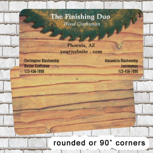 Rustic Green Circular Saw Woodworking Dual Names Business Card