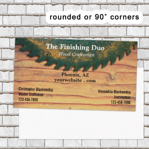 Rustic Green Circular Saw Woodworking Dual Names Business Card