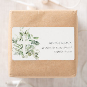 Rustic Green Eucalyptus Fern Foliage Cross Address