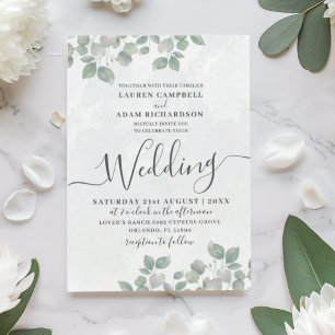 Rustic Green Eucalyptus Watercolor Wedding Invitation
