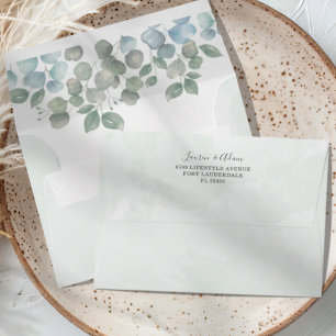 Rustic Green Eucalyptus Wedding Return Address Envelope