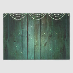 Rustic Green Fairy Lights Sparkle Christmas Tissue Paper