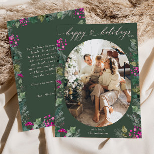 Rustic Green Family Photo Holiday Card