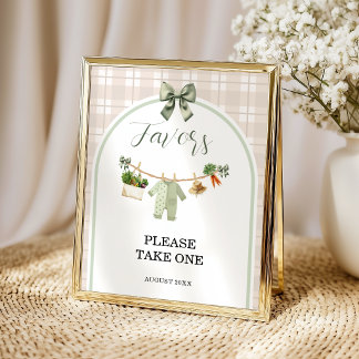 Rustic Green Favours Sign Locally Grown Baby Showe
