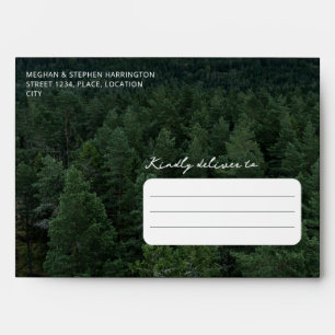 Rustic Green Forest Photo Custom Woodland Wedding Envelope