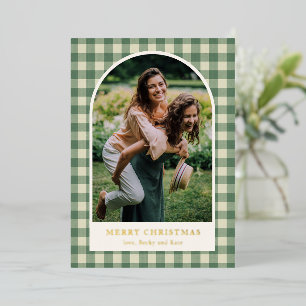 Rustic Green Gingham Arch Photo Modern Christmas