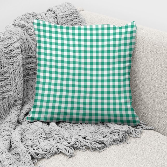 Rustic Green Gingham Checks Pattern Cushion (Creator Uploaded)