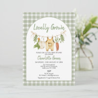 Rustic Green Gingham Locally Grown Baby Shower 