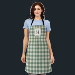 Rustic Green Gingham Modern Christmas Apron<br><div class="desc">Rustic Christmas apron featuring an elegant design your monogram over a vintage style gingham pattern.</div>